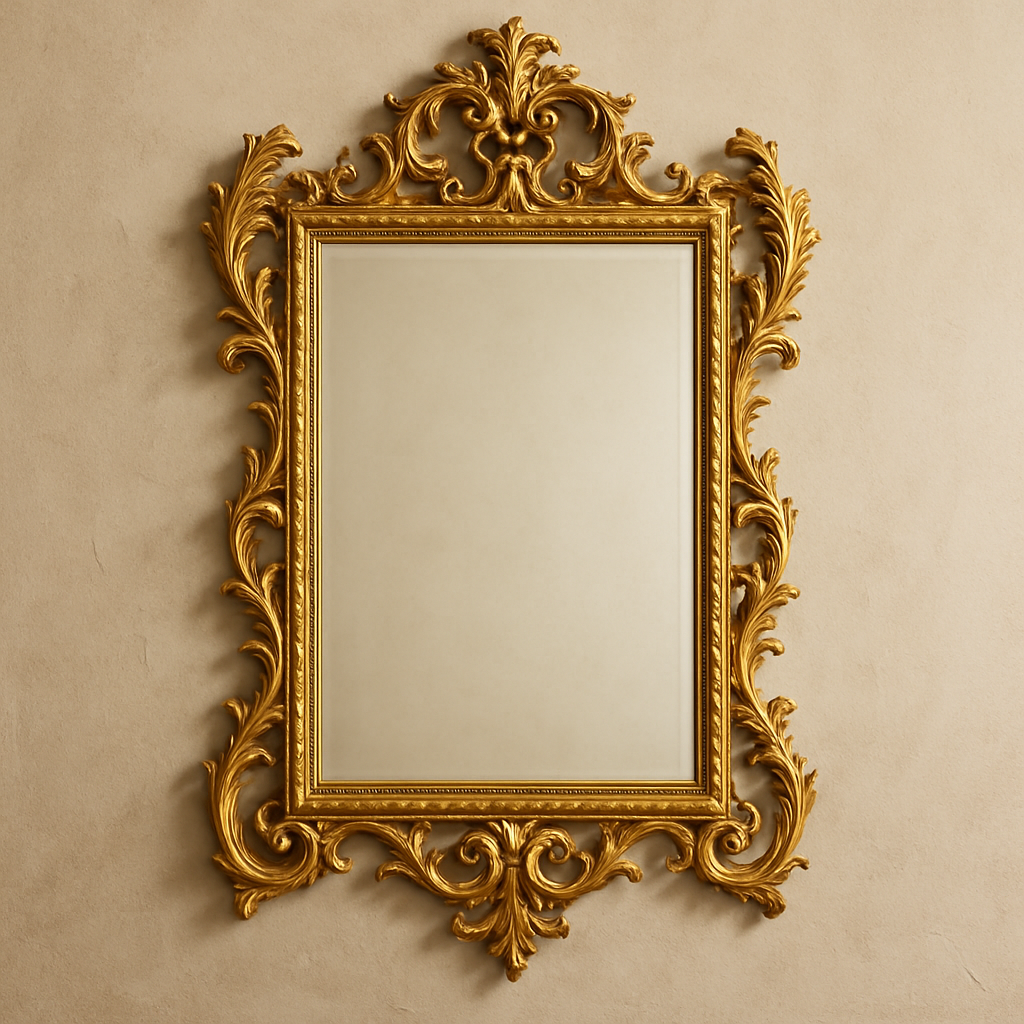 Specchio classico con decorazioni dorate
