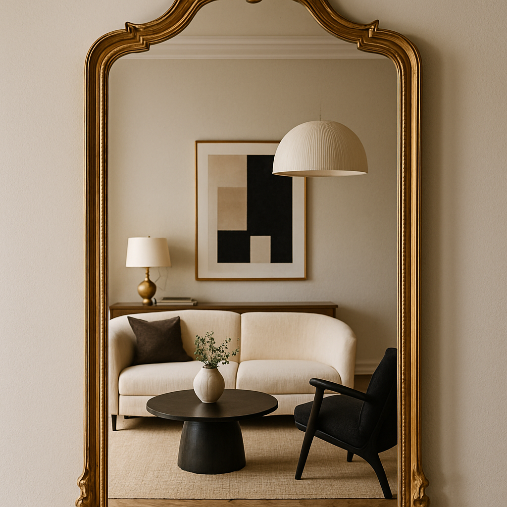Specchio elegante con cornice dorata