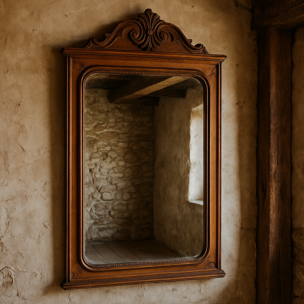 Specchio vintage con cornice in legno